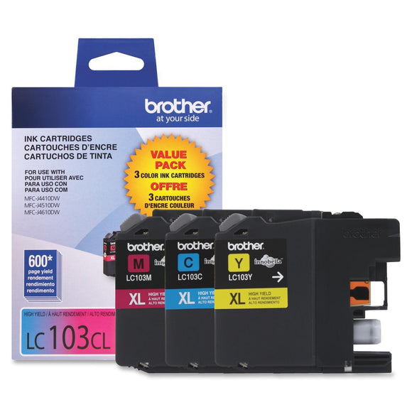 Brother Innobella LC1033PKS Ink Cartridge Inkjet - High Yield - 600 Page Cyan, 600 Page Magenta, 600 Page Yellow