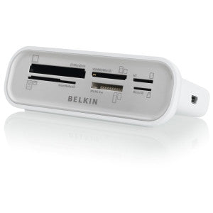 Belkin USB 2.0 FlashCard Reader CompactFlash Type I, CompactFlash Type II, Memory Stick, Memory Stick Duo, Memory Stick Micro (M2), Memory Stick PRO, Memory Stick PRO Duo, Microdrive, microSD, microSD High Capacity (microSDHC), miniSD Card