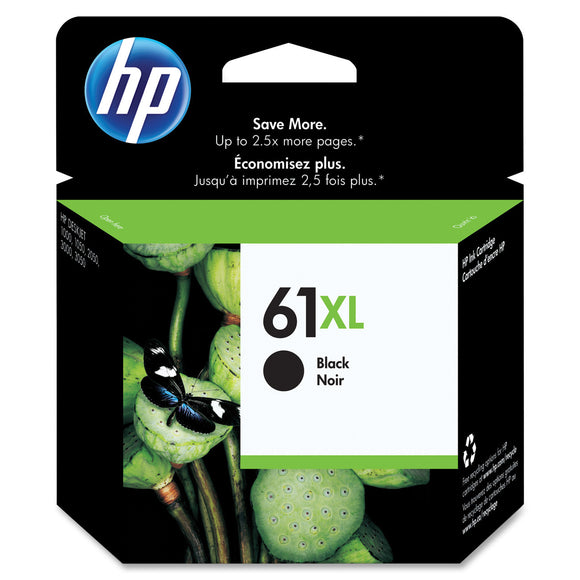 HP 61XL Ink Cartridge - Black Inkjet - High Yield - 480 Page - 1 Each
